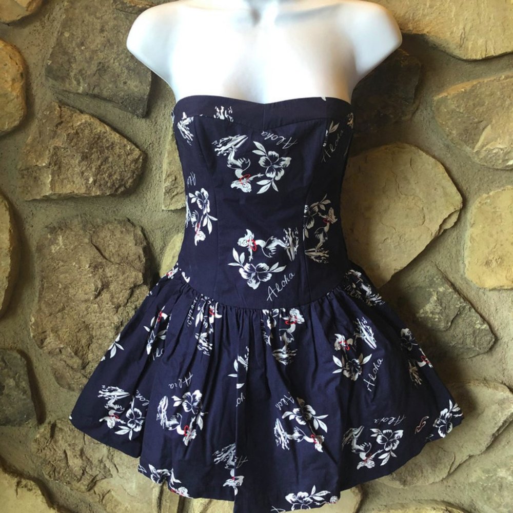 NWT Hollister Aloha Hula Navy Hawaiian Easter Surfer Girl Dress Skirt XS S M NEW